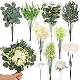 MAPVOLUT 75 Pcs 10 Kinds of Artificial Eucalyptus Greenery Stems Set, With Fake Flowers, Faux Greenery Leaves For Wedding Centerpiece Table Decorations, Bride Bouquets Vase Floral garland Wreath Decor
