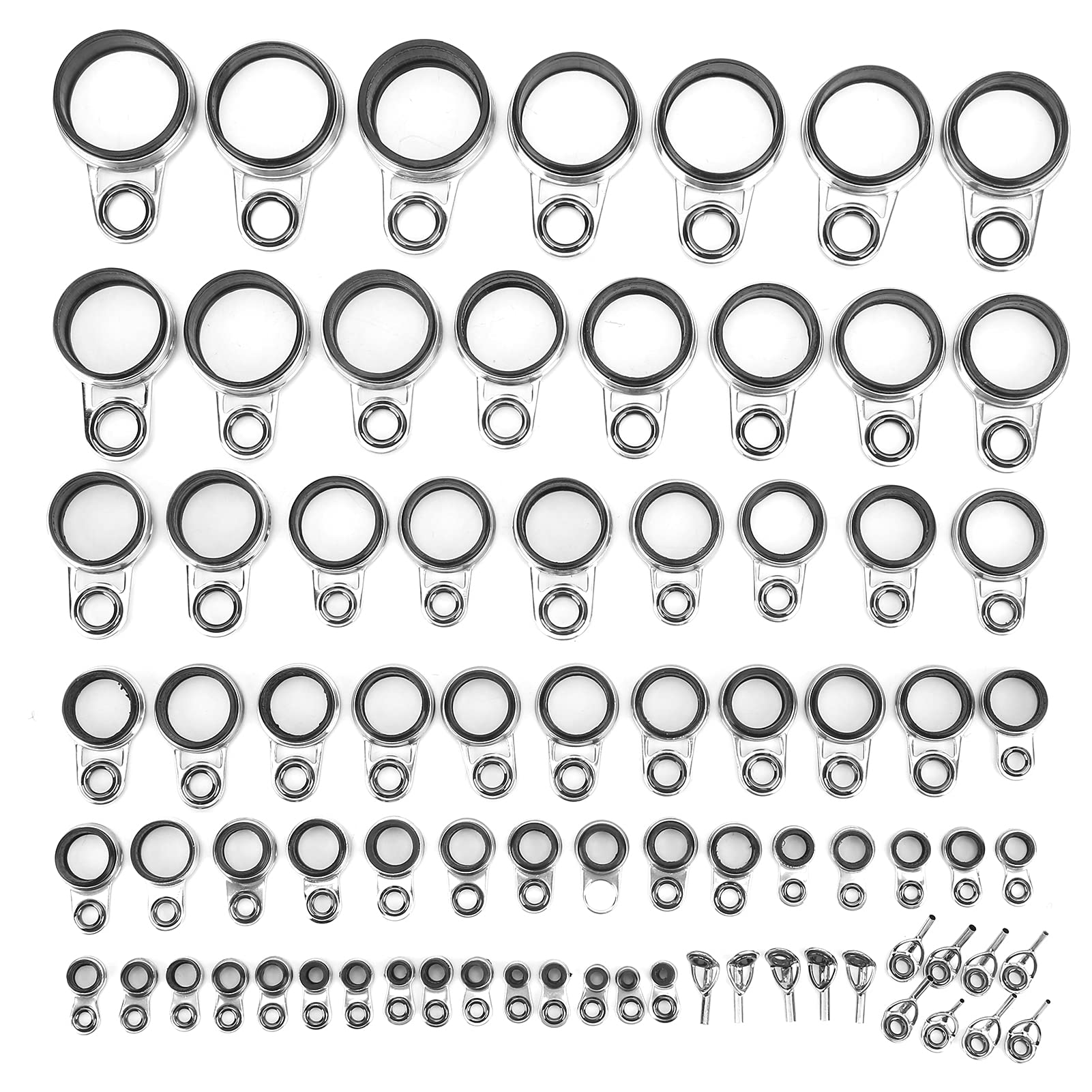 SUNGOOYUE Fishing Rod Eye Line Guide Ring, Stainless Steel Ceramic Telescopic Casting Rod Guides Tip Tops Repair Kit