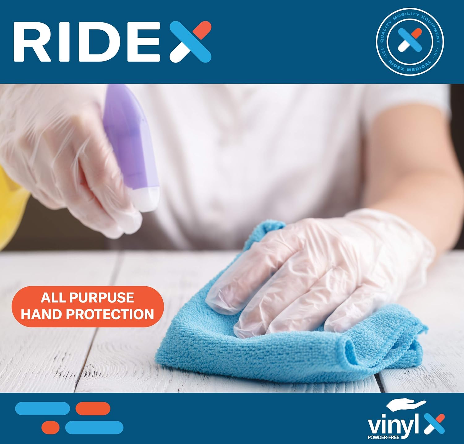 Disposable Gloves Latex-Free Clear Vinyl Gloves [100-Count] Powder-Free All-Purpose Gloves, Dispenser Box Gloves 100 Pieces - Size Medium Glove by Ridex Medical: Industrial & Scientific