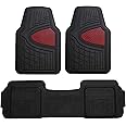 FH Group Car Floor Mats - Heavy-Duty Rubber Floor Mats for Cars, Universal Fit Full Set, Trimmable Automotive Floor Mats, Climaproof Floor Mats for Most Sedan, SUV, Truck Floor Mats Burgundy