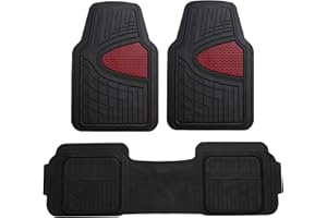 FH Group Car Floor Mats - Heavy-Duty Rubber Floor Mats for Cars, Universal Fit Full Set, Trimmable Automotive Floor Mats, Climaproof Floor Mats for Most Sedan, SUV, Truck Floor Mats Burgundy