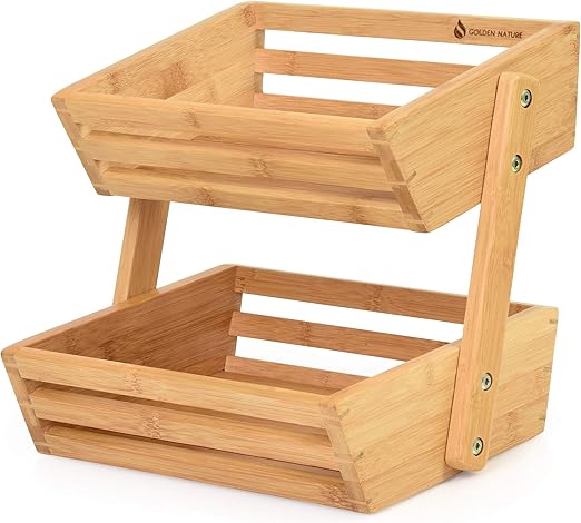 Amazon Com Golden Nature Bamboo Fruit Basket 2 Tier Fruit And