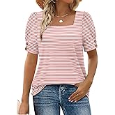 WIHOLL Womens Tops Summer Short Sleeve Shirts Square Neck Spring Outfits 2026 Fashion Clothing Blouses