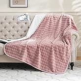 Yaning Waterproof Blanket for Bed Couch Sofa Car, Soft Leakproof Dog Blanket with 3D Bubble Pattern, Reversible Water Proof Pet Blankets for Dogs Cats Puppies (60"x80", Dusty Pink)