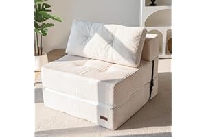 MAXYOYO Folding Sofa Bed, Convertible Sofa Bed with High-Density Support Foam, Portable 4 in 1 Fold Out Chair to Floor Lounger, Versatile Floor Couch for Living Room Bedroom, Beige