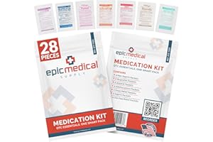 Epic Medical Supply First Aid Kit Medication Refill – 28-Count Unit Dose Packets – Emergency Medicine Kit Pills for 1st Aid Kit Refills, Travel, Office, Dorm, Camping – Assembled in USA