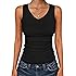 ANRABESS Tank Tops for Women V Neck Ribbed Knit Slim Fitted Sleeveless Basic Tee Tanks Casual Summer Clothes 2026