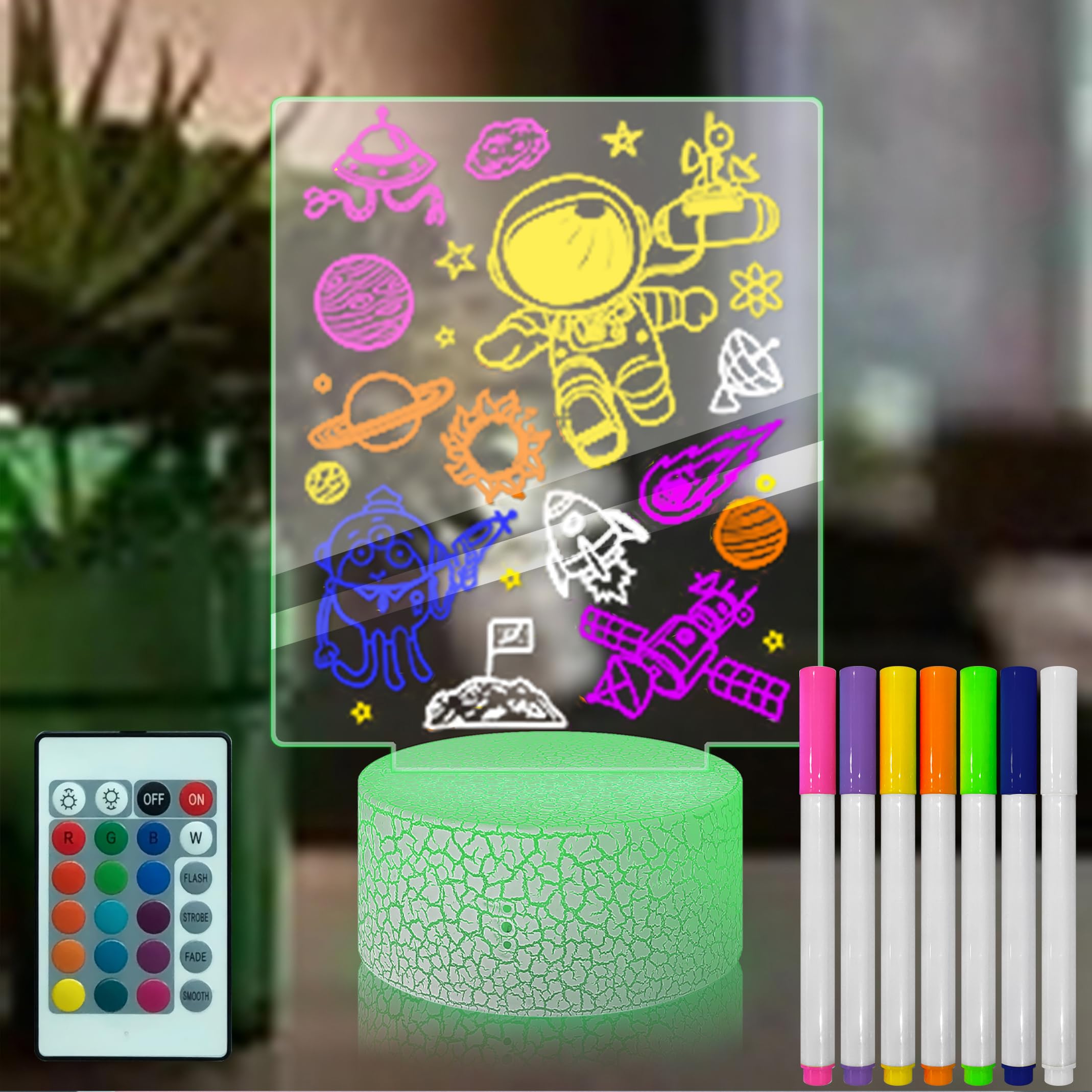 With Stand LED Light Up Dry Erase Calendar Board - 6 Color Neon Monthly Planner With Markers Desk Wall Calendar