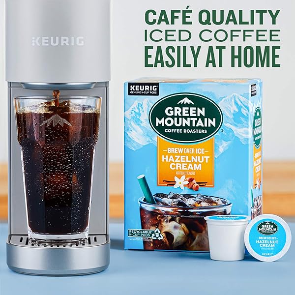 GREEN MOUNTAIN COFFEE ROASTERS BREW OVER ICE HAZELNUT CREAM, SINGLE SERVE KEURIG K-CUP PODS, FLAVORED ICED COFFEE, 12 COUNT
