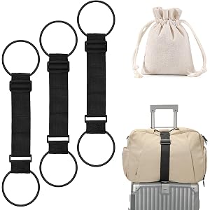 Adjustable Elastic Luggage Connector Straps, Suitcase Connecting Belts | Multi-purpose compact travel accessory to secure ext