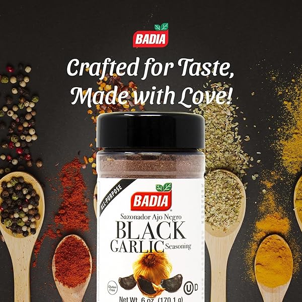 BADIA BLACK GARLIC SEASONING, 6 OZ – RICH, SAVORY & UMAMI FLAVOR FOR MEAT, SEAFOOD AND VEGETABLES
