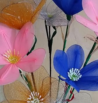 Bunch Of Handmade Flowers Nylon Fabric 60cm Bunch Amazon In Home Kitchen
