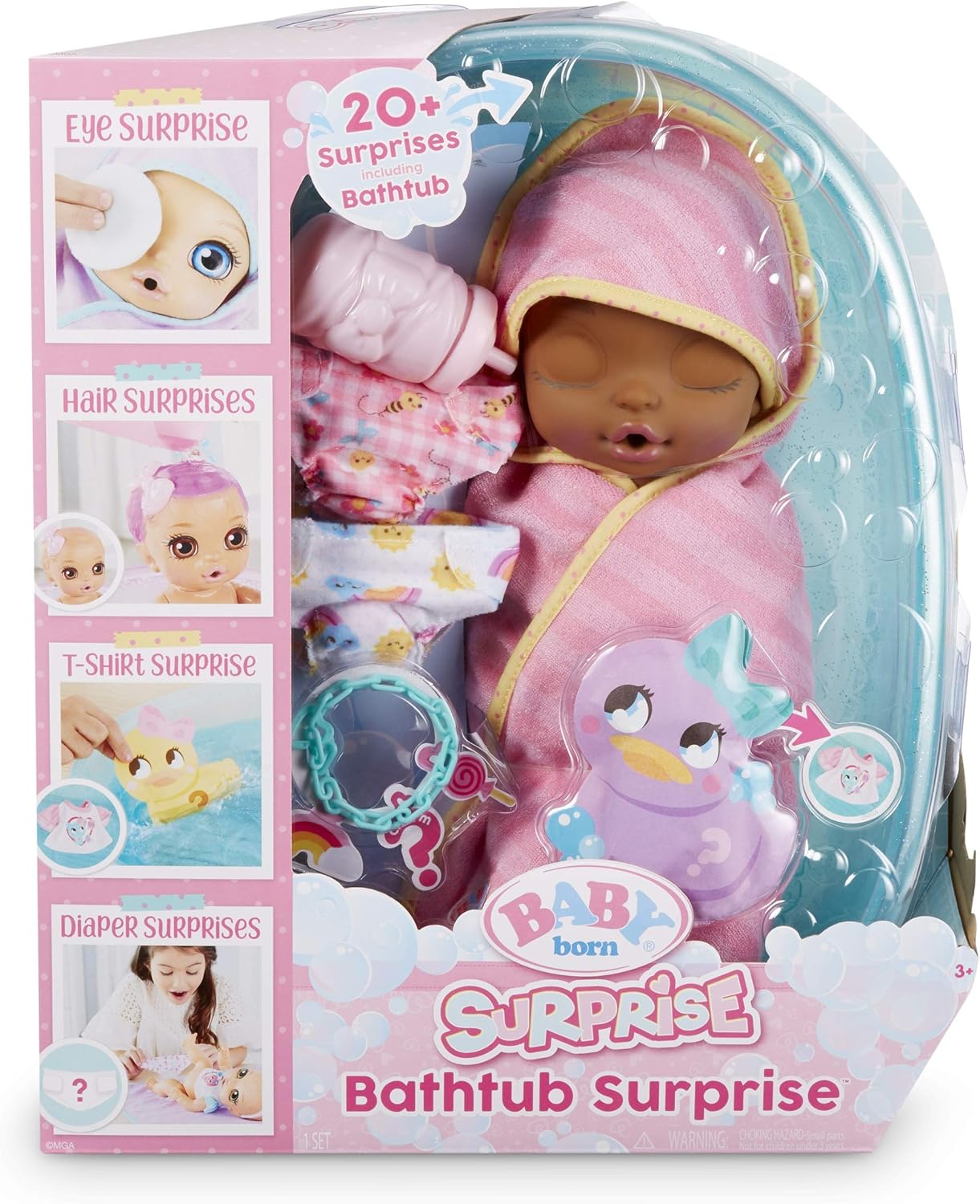 Baby Born Surprise Bathtub Surprise Pink Swaddle Daisies