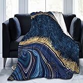 Perinsto Blue Painted Marble Throw Blanket Ultra Soft Warm All Season Marbling Painting Decorative Fleece Blankets for Bed Chair Car Sofa Couch Bedroom 50"X40"