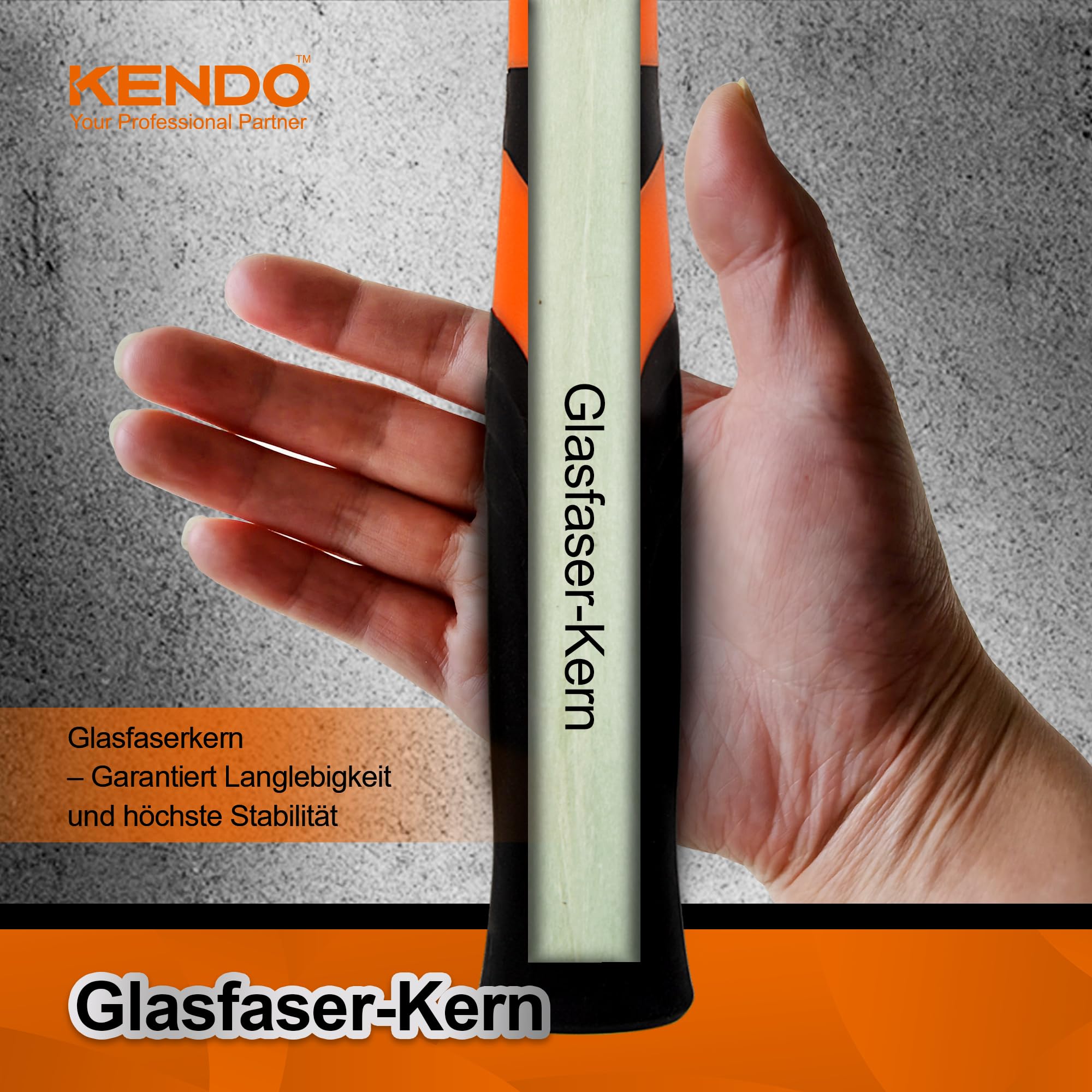 KENDO Schonhammer rückschlagfrei Ø 40 mm – Kunststoffhammer Fiberglasschaft 5