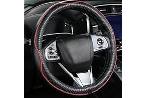LANPU SURE Car Steering Wheel Cover，Anti-Slip, Safety, Soft, Sports Style, Leather Steering Wheel Cover for Men Women, Adaptable to 14.5-15 inches Steering Wheel (Black with Red line)