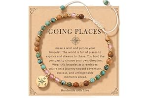 HGDEER Compass Bracelet for Women, Retirement Farewell Goodbye Going Away Gift for Friend Coworkers, Travel Gifts for Women with Message Card