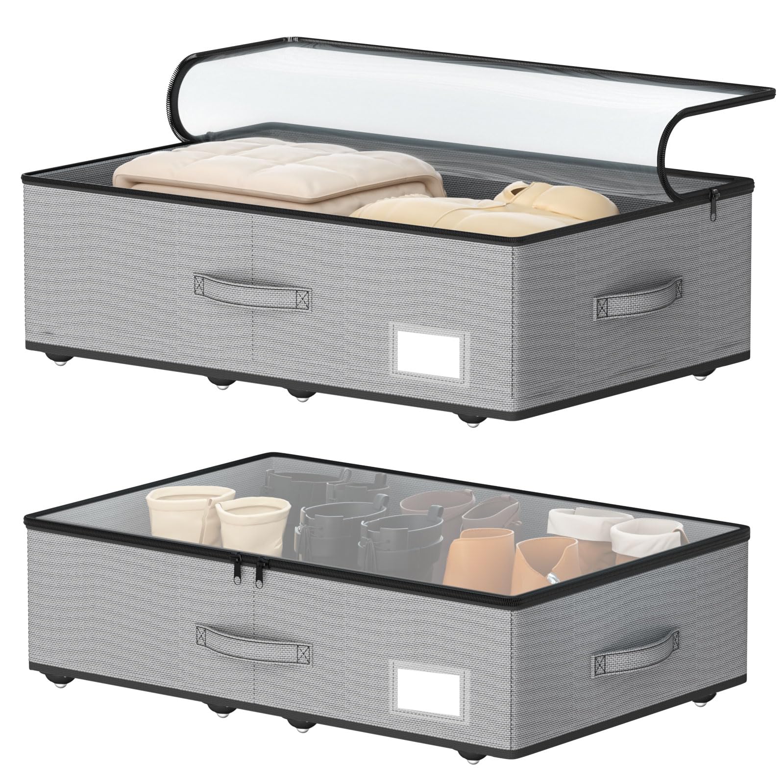 Photo 1 of EE-RoomWorld Under Bed Storage with Wheels, No Assemble Required 7.5 inches height Under Bed Storage bins,Large capacity Rolling Under bed Shoe Storage containers?dorm under bed storage drawers