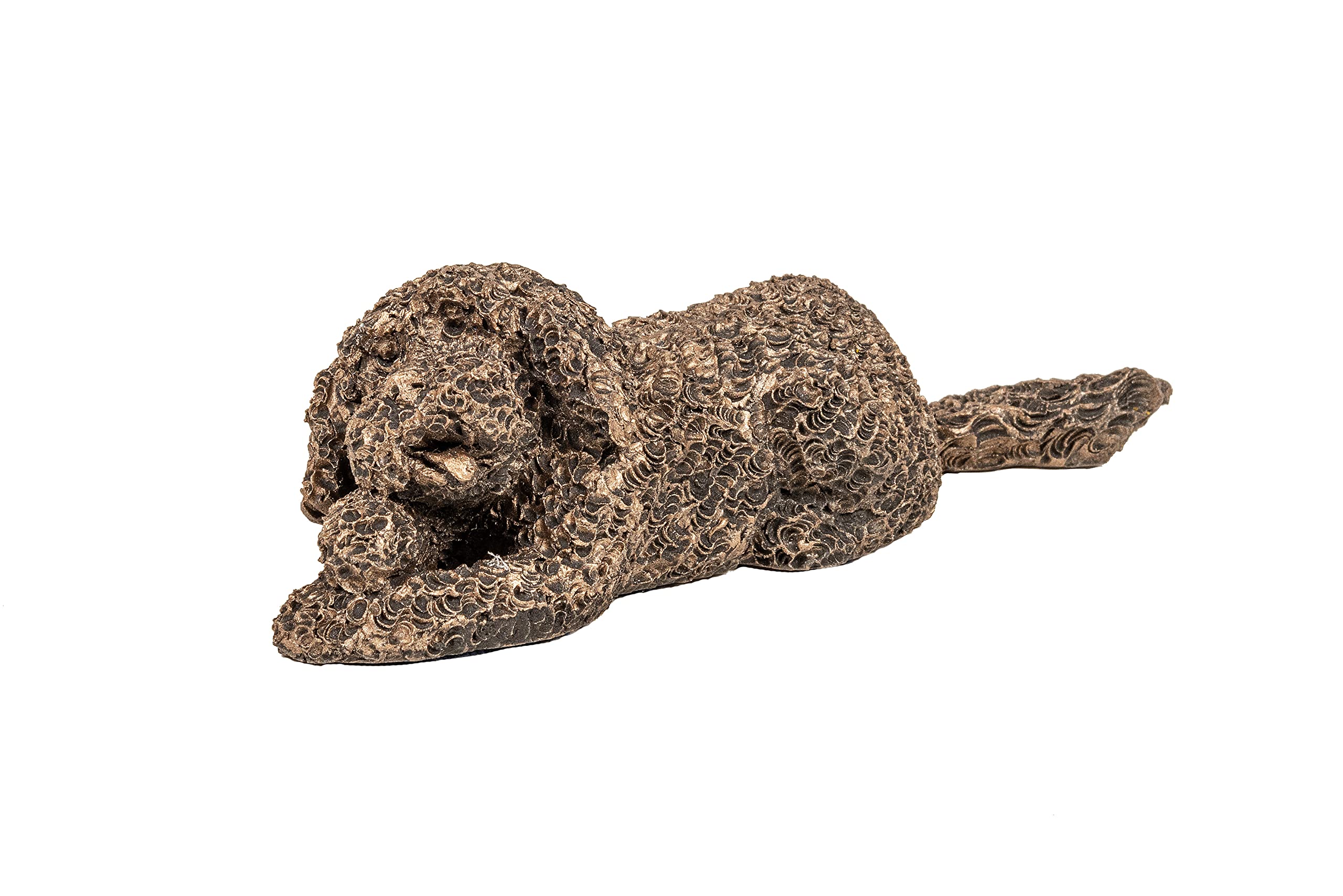 Labradoodle Lying Cold Cast Bronze Sculpture AT051