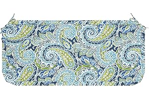 Magpie Fabrics Patio Bench/Swing Cushion Slip Cover 48 x 18 x 3 Inch, Water Resistant UV Protection Outdoor Furniture Loveseat Replacement Cushion Cover with Zipper (Paisley Lapis Green)
