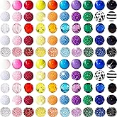 100 Pcs 20mm Beads for Pens Rhinestone Bubblegum Beads Mixed Crystal Acrylic Round Chunky Bead Sparkly Craft Large Balls Bead for Pen Beadable Keychain Bracelet Necklace DIY Jewelry Making Supplies