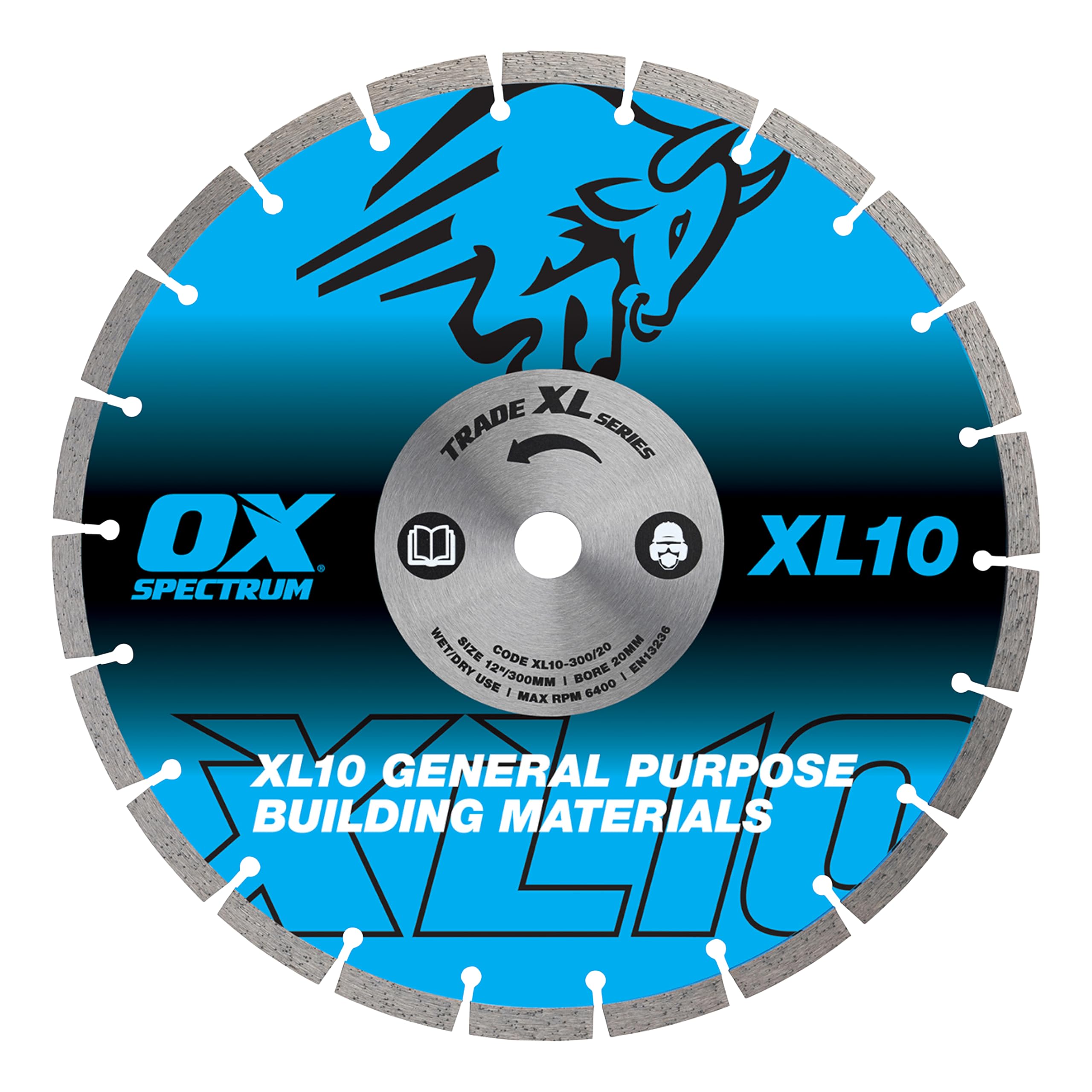 OX Trade XL-10 Segmented Diamond Blade - General Purpose - 300/20mm, Blue / Silver