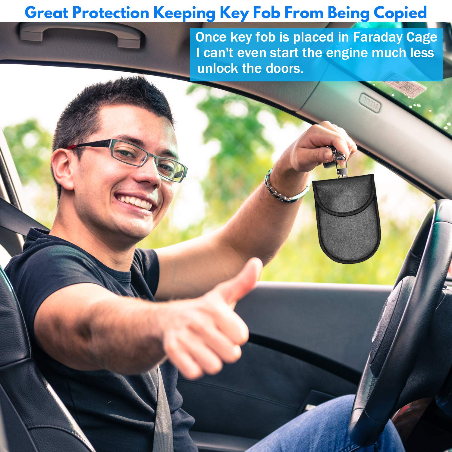 Faraday Bag Faraday Key Fob Protector, Car RFID Signal Blocking Pouch Protector, Faraday Cage Fob Guard for Keyless, Cars Security Anti Theft, Anti-Hacking Case RFID WIFI Blocker Box, 2 PACK