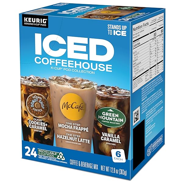 THE ORIGINAL DONUT SHOP® K-CUP ICED DUOS COOKIES AND CARAMEL COFFEE – COMPATIBLE WITH KEURIG BREWER – MEDIUM – 24 / BOX