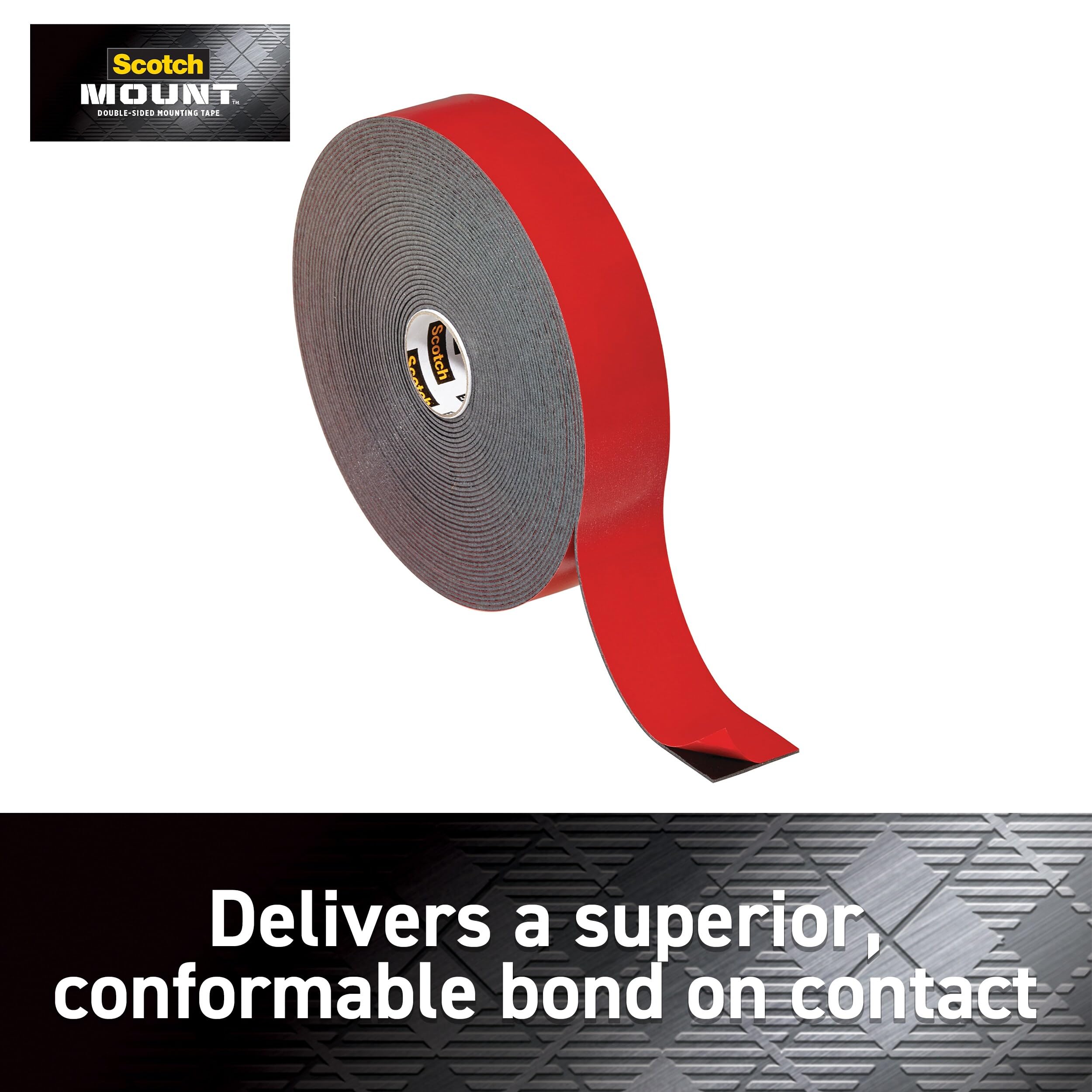 Scotch-Mount Double Sided Mounting Tape Heavy Duty, Black Extreme Mounting Tape, 1 Roll Adhesive Tape, 1 in x 400 in Wall Tape (33.3ft), Our Strongest Tape For Our Toughest Jobs (414H-Long-DC)