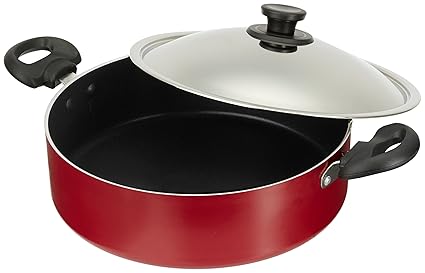 Pigeon by Stovekraft Non-Stick Biriyani Pot with Lid, 5 Litres,Red and Black