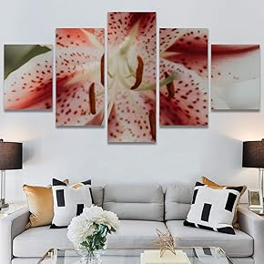 SIGNWIN 5 Panel Canvas Wall Art Red Arrangement...