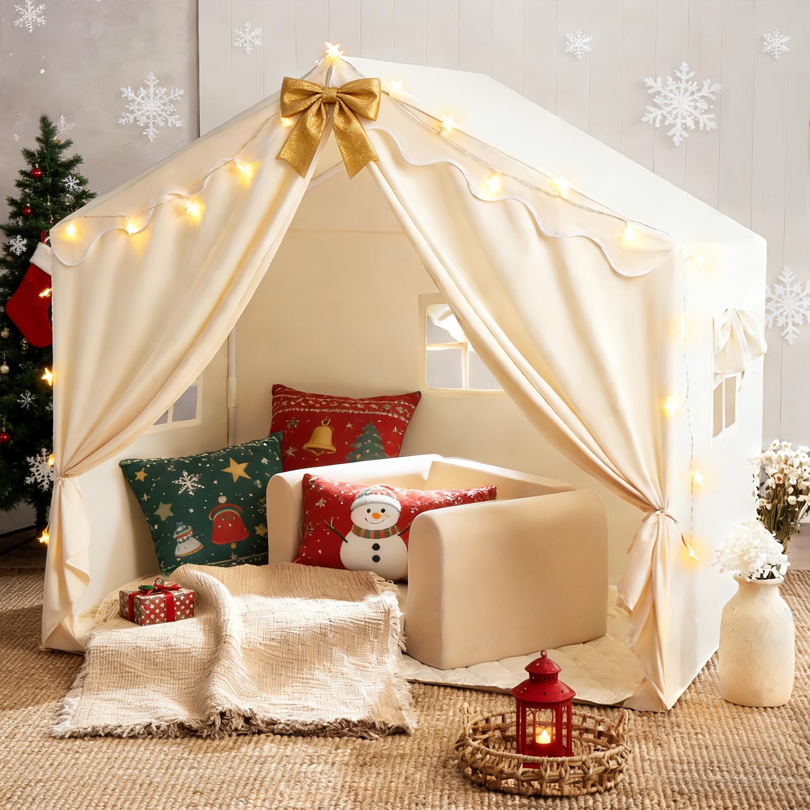Photo 1 of **MISSING PARTS**
Tiny Land Kids Tent with Mat and Star Lights, Indoor Playhouse for Toddlers, 57"x36"x52" Large Reading Nook for Girls & Boys, Modern Bed Canopy for Kids Room