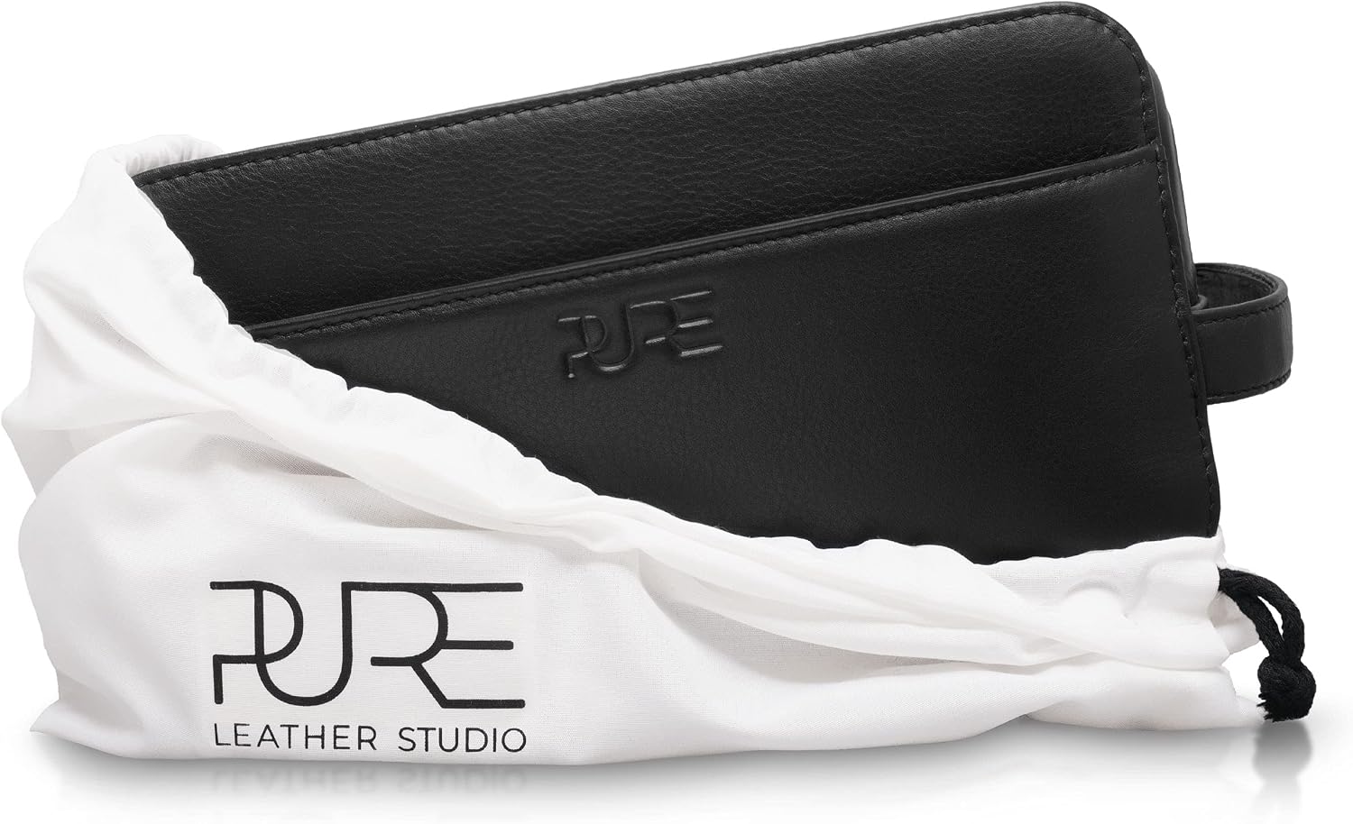 Atlas XL Leather Toiletry Bag for Men, Handcrafted Travel Wash Bag & Dopp Kit in Premium Leather, Midnight Black