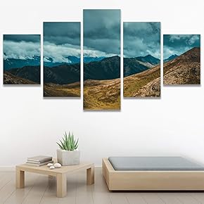 SIGNWIN 5 Panel Canvas Wall Art Landscape Mountain...