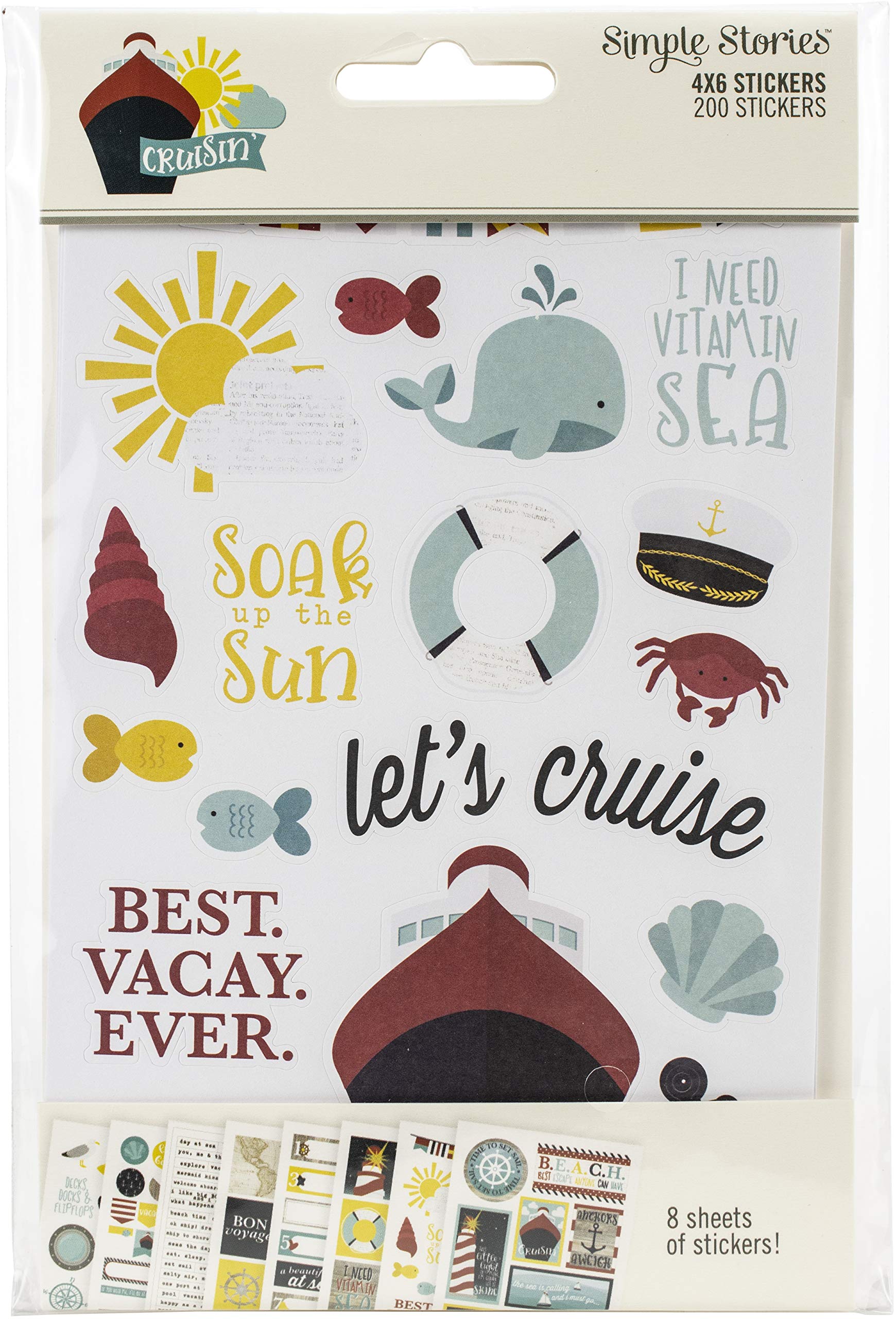SIMPLE STORIES Cruisin Stickers 8 Sheets, Multi, One Size