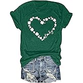 FASHGL One Lucky Teacher Shirt Women St. Patrick's Day Tshirt Lucky Clover Teacher Shirt Shamrock Teacher Gift Tee Tops