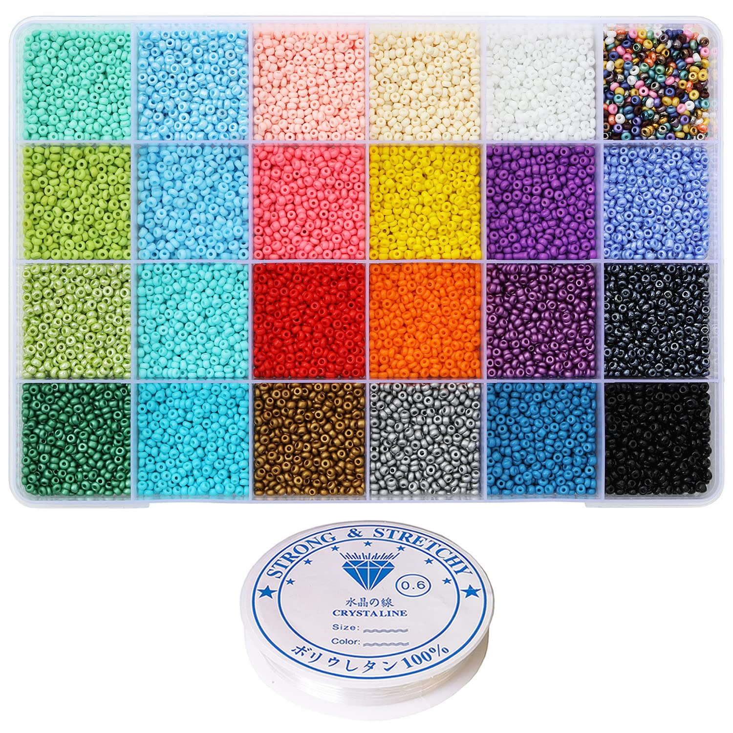 Bala&Fillic Size 11/0 Glass Seed Beads About 13200pcs in Box 24 Multicolor Assortment Craft Seed Beads for Jewelry Making