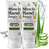 Miracle Hand Repair Cream for Dry Cracked Hands 4 oz Best Healing Hand Cream with 60% Aloe Vera - Non-Greasy Moisturizer for Working Hands - Fast Absorbing Lotion for Extremely Dry Skin (2-Pack)