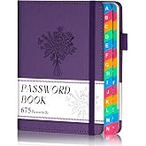 hi!SCI Password Keeper Book with Colorful Alphabetical Tabs, Small Pocket Password Logbook for Seniors, 4.7 x 6.2" Internet Website Address Organizer, Stores 675 Passwords (Royal Purple)