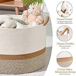 KAKAMAY Large Blanket Basket (20"x13"),Woven