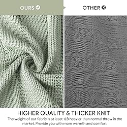 RECYCO Cable Knit Sage Green Throw Blanket Twin