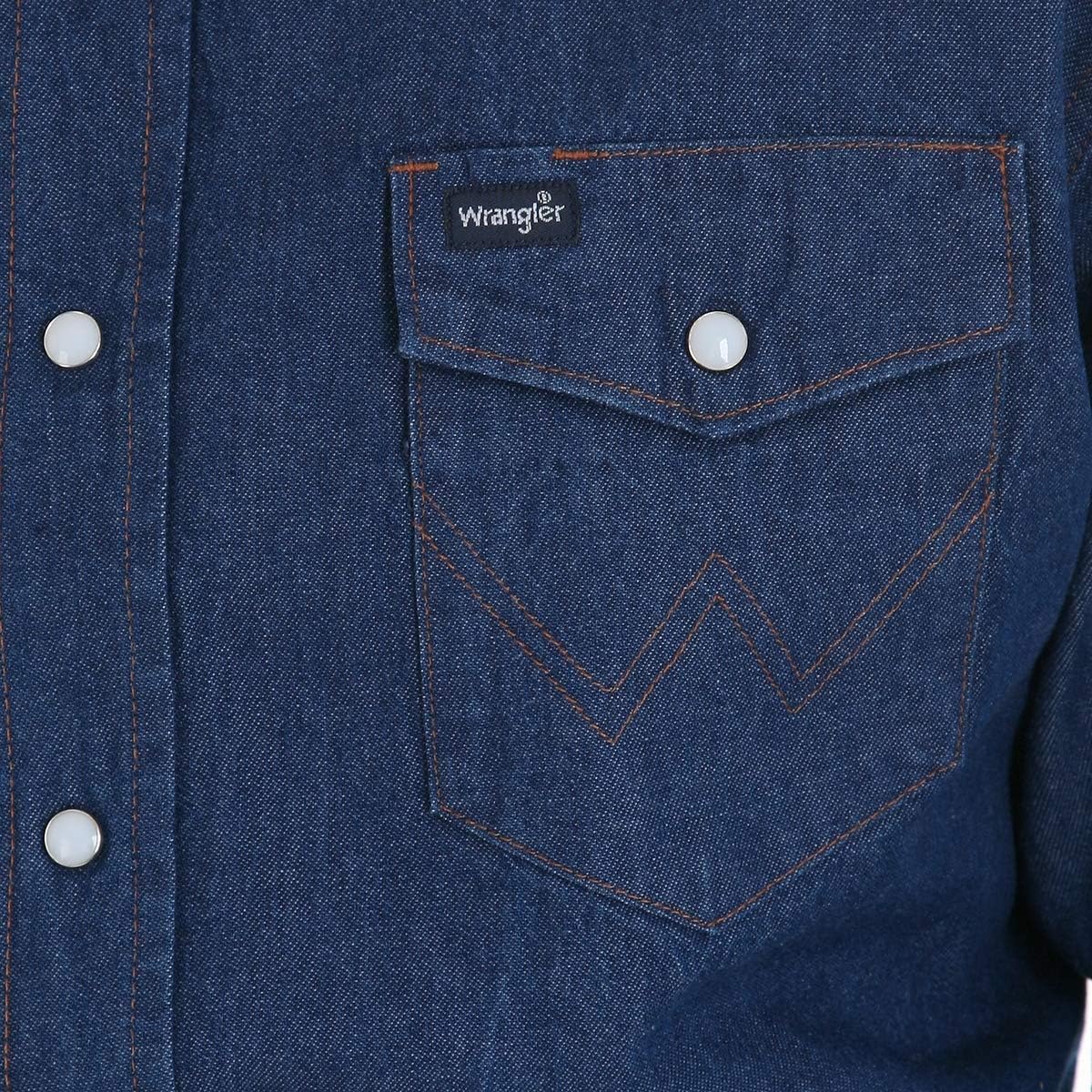 Wrangler Men's Western Long Sleeve Snap Firm Finish Work Shirt at  Men’s Clothing store