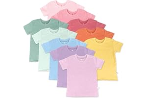 HonestBaby Unisex-Baby 5-Pack Short Sleeve T-Shirts 100% Organic Cotton Baby, Toddler, Little Kid, Boy, Girl, Unisex
