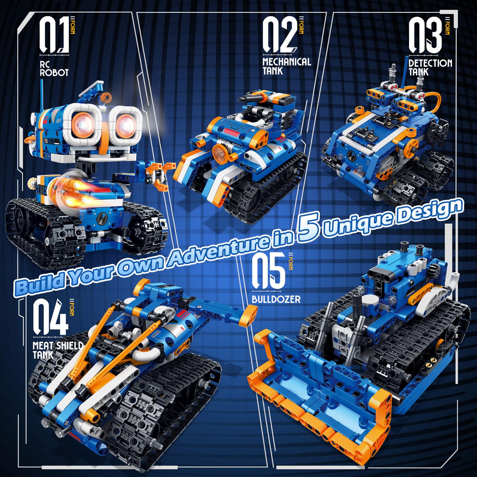 Demkia 5in1 STEM Robot Building Kit, 560 PCS APP/Remote Control Mech RC Robotics for Kids Ages 8-12, Science Kit Coding Robots Toy Set, Birthday Gifts for Boys Age 8-14+