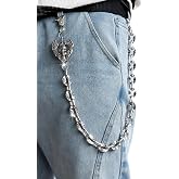 ZETTEN Silver Skull Wallet Chain, Punk Biker Jean Pants Chain for Men Women