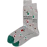 Hot Sox Men's Holiday Spirits Crew Sock 1 Pair, Grey Heather, Men's 10-13