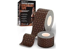 TheraCopper Copper Infused Kinesiology Tape – 2 Rolls (40 Precut Strips) – Advanced Waterproof Kinesiology Tape for Shoulder, Elbow, Bowling Wrist, Weightlifting, Muscle Strain & Joint Support