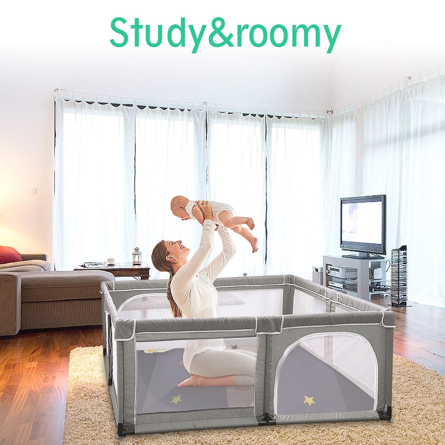 yobest baby playpen playpens for babies extra large infant playard with gates