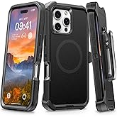 TUTUKII for iPhone 16 Pro Max Case with Belt Clip Holster, Anti-Shock, Anti-Slip, Compatible with MagSafe, 3-Layer Drop Protection, Heavy Duty Magnetic Phone Case Cover for16 Pro Max, 6.9", Black