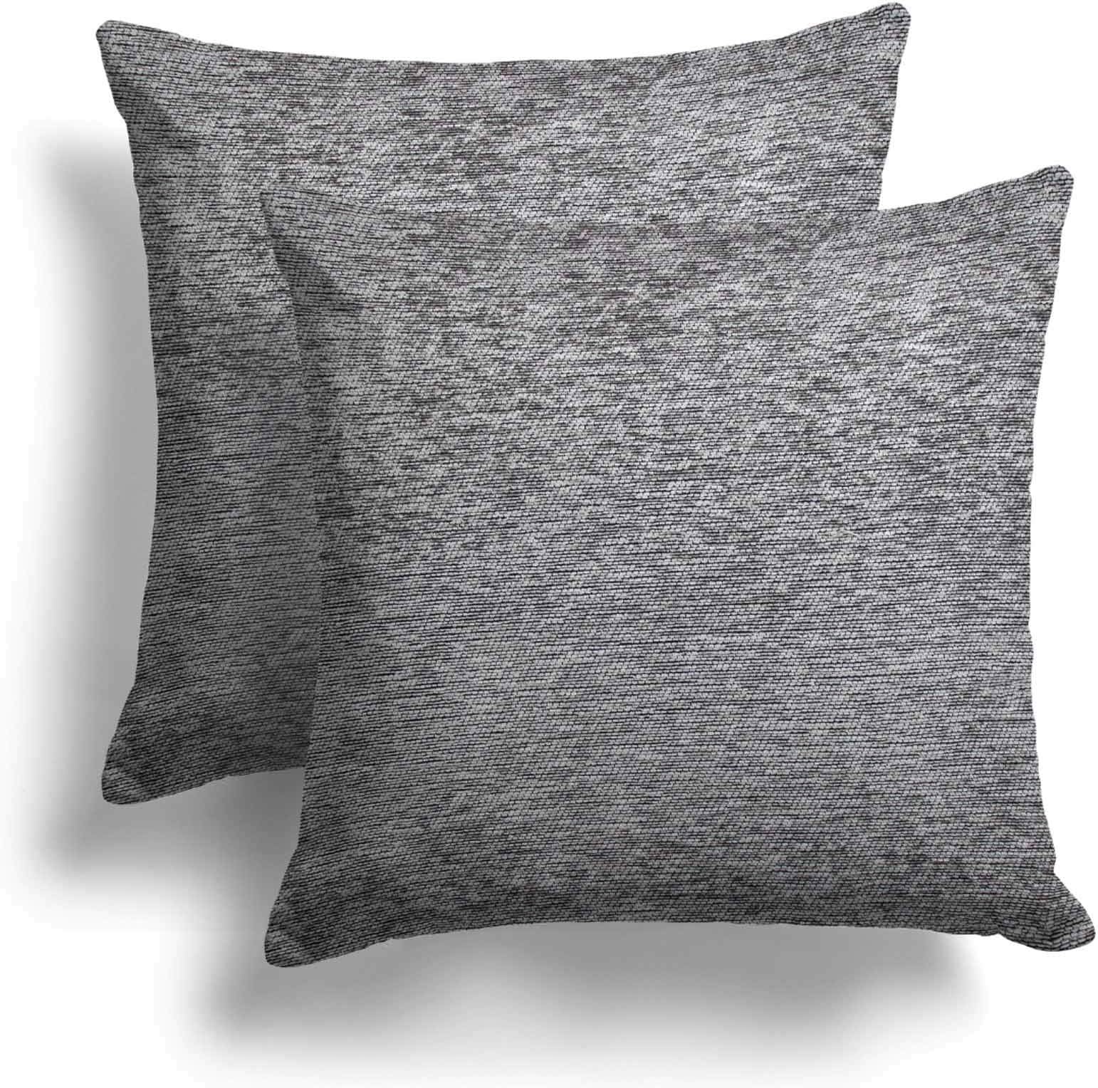 IT IDEAL TEXTILES Set of 2 Silver Chenille Cushion Covers, Pair of Grey Modern Plain Soft Chenille Cushion Covers, Sofa Chair Bed Throw Pillow Cases, 18" x 18", 45cm x 45cm